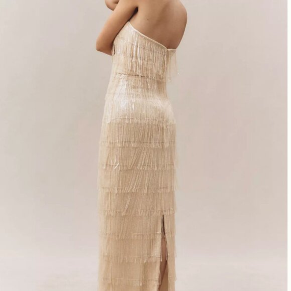 Dress the Population Tanya Beaded Fringe Gown Sz M - Picture 2 of 8